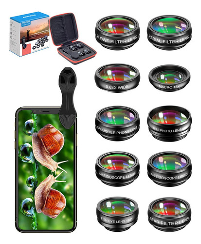 Kit De Fotografía Con Lente Macro Gran Angular Apexel Para T