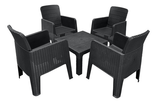 Set Mesa Ratona + 4 Sillones Exterior Jardín Milo Quality Ct