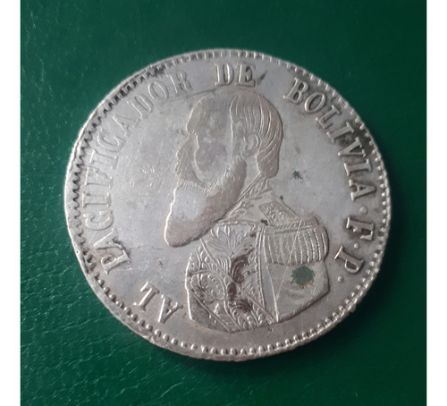 Bolivia 1865 1 Melgarejo Plata Estado Muy Bueno (Usado)