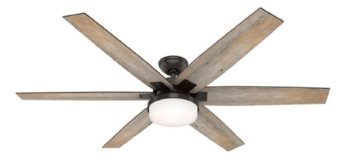 Ventilador de techo Hunter Kaplan con 6 palas color barnwood/dark walnut estructura color noble bronze, 1.626m de diámetro 127V