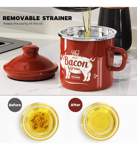 Envase De Grasa Para Tocino Pyard Mini Con Colador, 450 Ml,