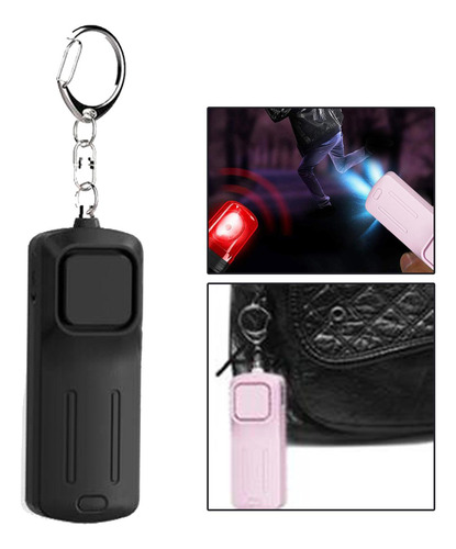 Llavero Con Alarma Personal, 130 Db, Recargable, Con Negro