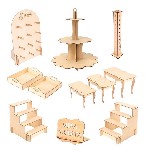 Kit Mesa De Dulces Candybar En Mdf Muebles Para Cupcakes N7