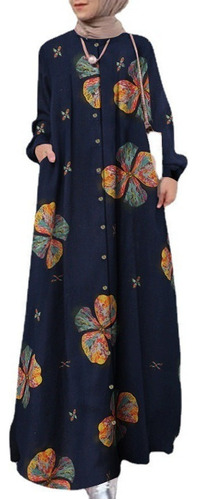 Vestido De Lino Para Mujer, Vestido Floral, Vestido Musulmán