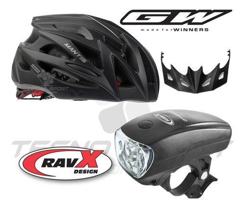 Combo Casco Ciclismo Bicicleta Mtb Ruta + Luz Delantera