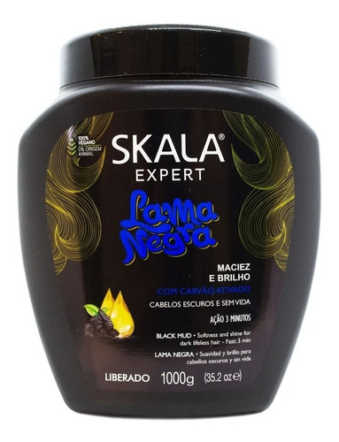 Skala Lama Negra Máscara Vegana Brillo Cabello Opaco X 1kg