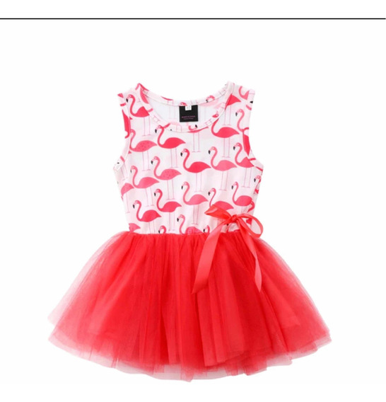 Vestido Con Tul Suave Niña Flamingos | MercadoLibre