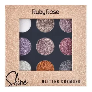 Paleta De Sombra Glitter Cremoso Shine Ruby Rose 2 Opções