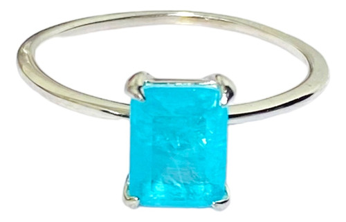 Anillo Compromiso Plata 925 Turmalina Paraiba 100% Natural 0