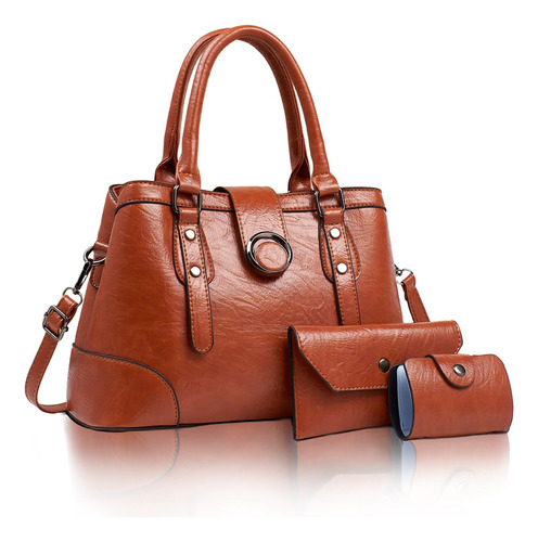 Set De Bolsa Y Cartera Pu Piel Gran 2 Piezas Moda