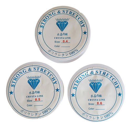 Pack De 3 Rollos De Hilo De Pescar Transparente 0.4 0.5 0.6