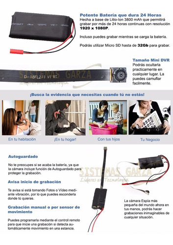 Imagen 5 de 10 de Mini Cámara Espía Dvr Bateria 24 Hrs Sony Full Hd 1080p 16gb