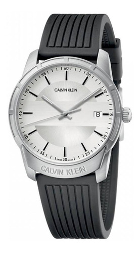 Reloj Calvin Klein K8r111d6 Evidence Caballero Original Color de la correa Negro Color del bisel Plateado Color del fondo Blanco