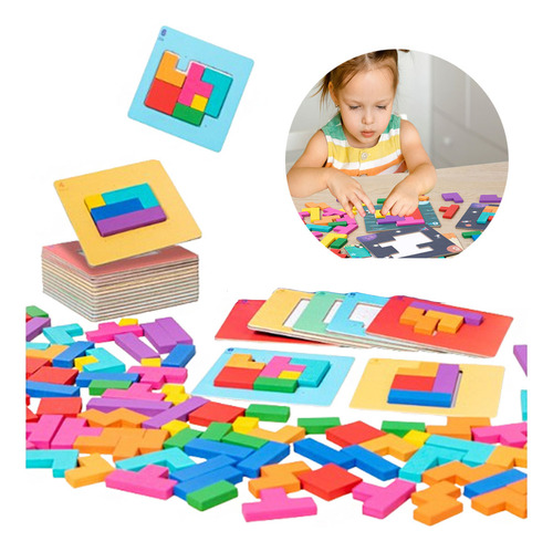 Tangram Matemáticos Niños Para De Tablero Bloques Juguetes