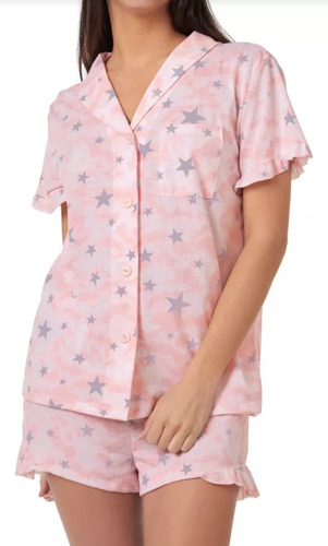 Pijama Verano Dama So Pink Remera Japonesa Abotonada Short 