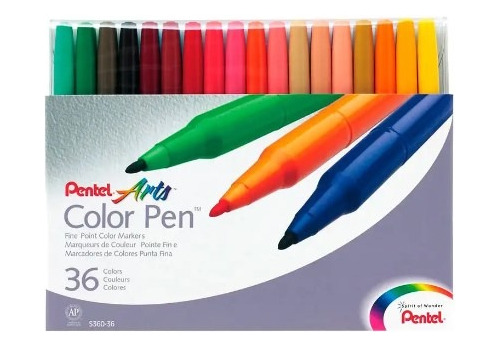 Estuche 36 Marcadores Color Pen Pentel