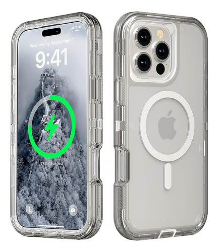 Funda Protector Para iPhone Con Magsafe 3 En 1 Uso Rudo Case 360