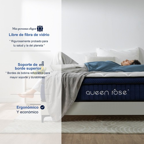 Colchón Queenrose Hybrid Matrimonial Memory Foam & Resortes
