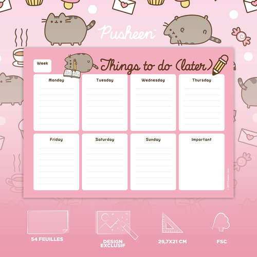 Bloc De Notas Agenda Pusheen A4, 54 Hojas Arrancables