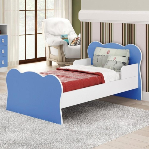 Quarto Infantil Guarda Roupa Cômoda Mini Cama Azul/branco