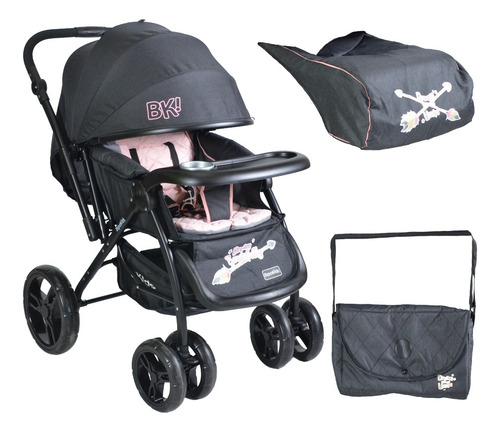 Coche Cuna Reversible C Bolso Cubrepies Mosquitero Color Rosa