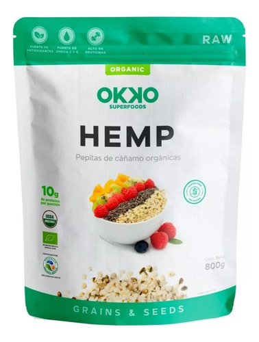 Semillas Hemp Organico Okko Cáñamo 800g