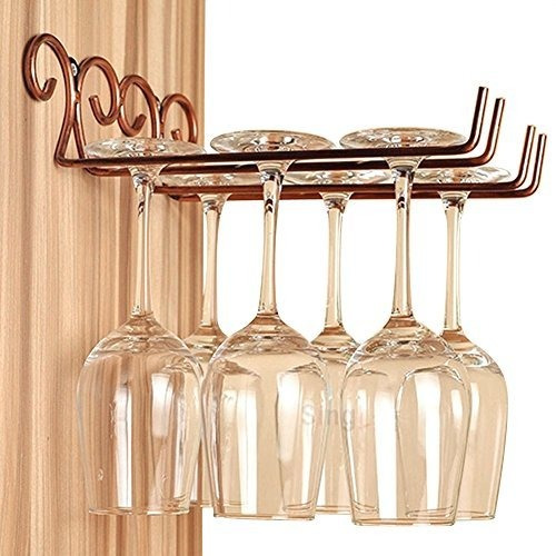 Dbyan Vintage Style Bronce Wine Glass Rack 2 Filas De Acero