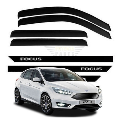 Kit Ford Focus Sedan 2008 2009 2010 2011 2012 E 2013 Friso Borrachão  + Calhas De Chuva *