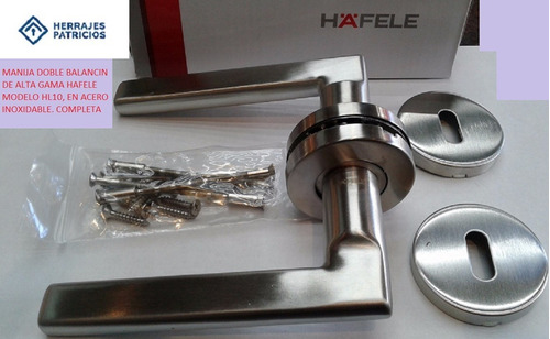Imagen 2 de 4 de Manija Doble Hafele 903.91.646 Alta Gama Acero Inox. Hl10