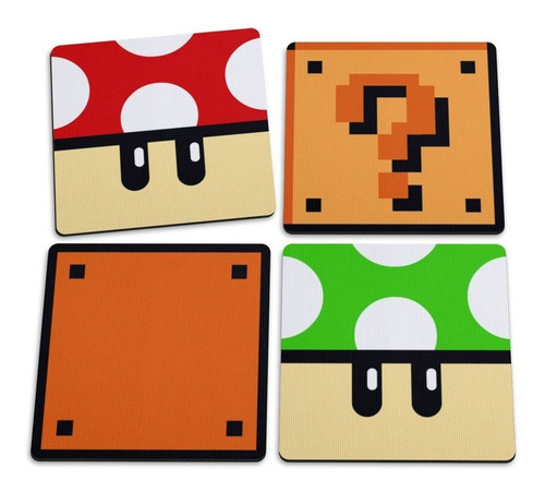 Porta Copos Mushroons E Blocos Mario Game