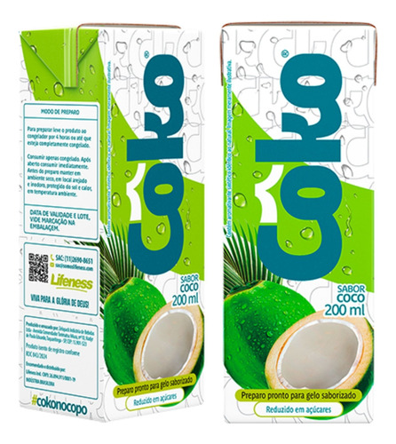 Coko Original Sabor Gelo Coco - Caixinha 200ml - 27 Unidades