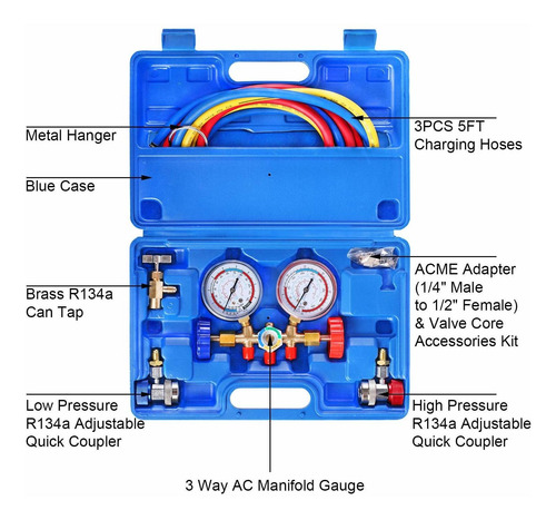 Ystool Juego Refrigerante 3 Via Ca Para Aire Hvac R134a