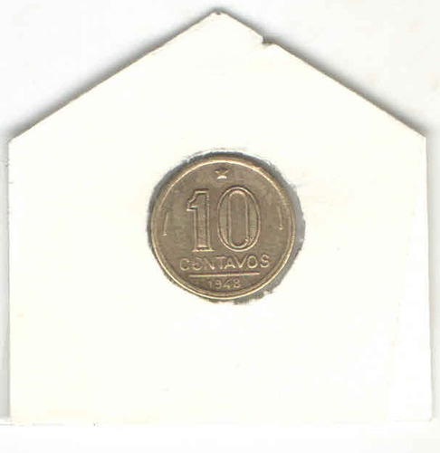 Raríssima Moeda De 10 Cent. De 1948, Com Reverso Horizontal (Usado)