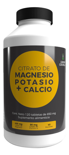 Citrato De Magnesio Potasio + Calcio 120 Tabletas 650mg Sabor Sin Sabor