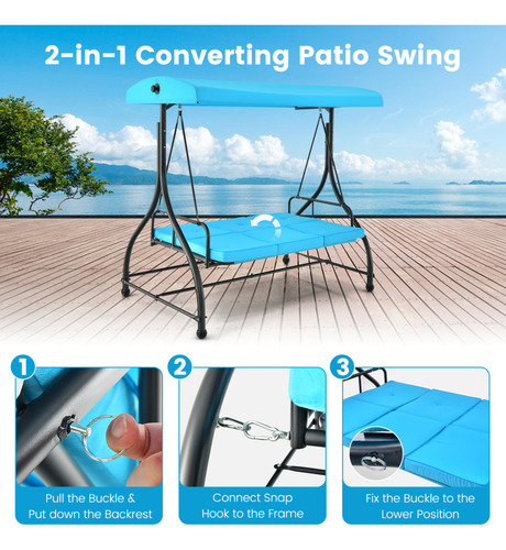 Silla Columpio De 3 Plazas Para Jardin Gpl Turquesa