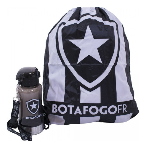 Garrafa 500ml Com Mochila Tipo Saco - Botafogo Cor Preto