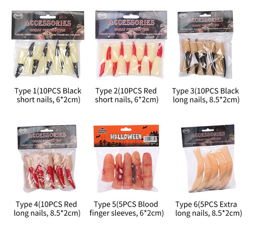 . Set De 10 Dedos Postizos For Halloween De Witches Nails