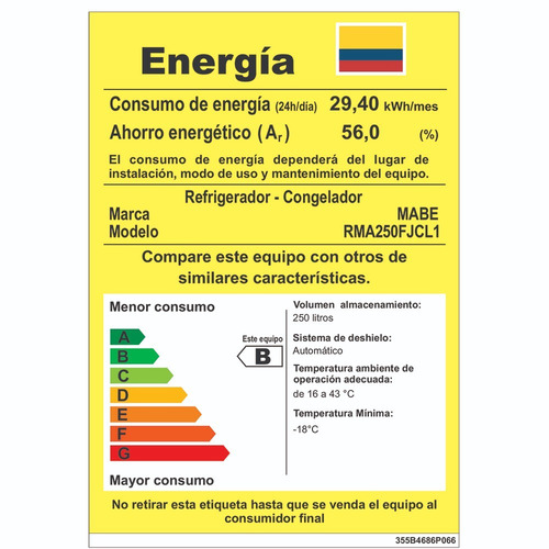 Imagen 11 de 11 de Nevera No Frost 250 L Brutos Mabe Platinum - Rma250fjcl1