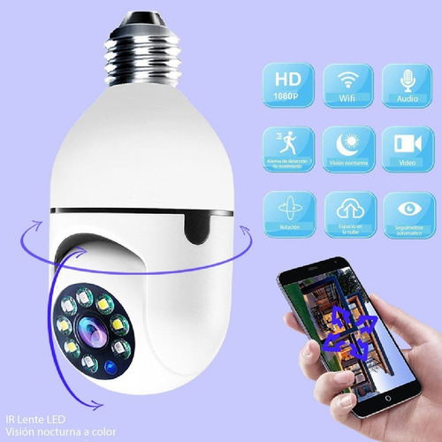 Camara Seguridad Bombillo Espia Vigilancia 360° Ip Wifi App