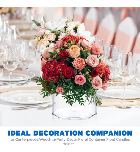 Jarrón Transparente Plástico Ancho Para Flores Y Decoración