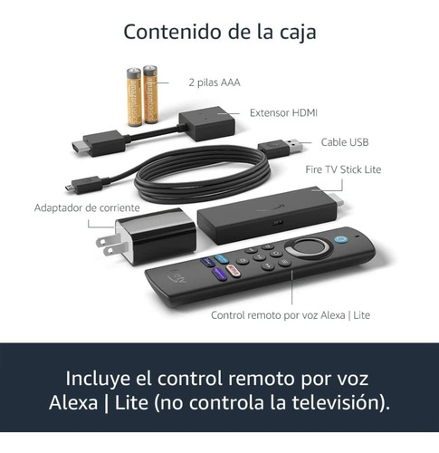 Amazon Fire TV Stick Lite 2.ª generación de voz Full HD 8GB negro con 1GB de memoria RAM