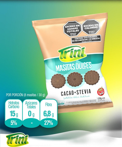 Galletitas Masitas De Chocolate Stevia Trini 120g Sin Tacc