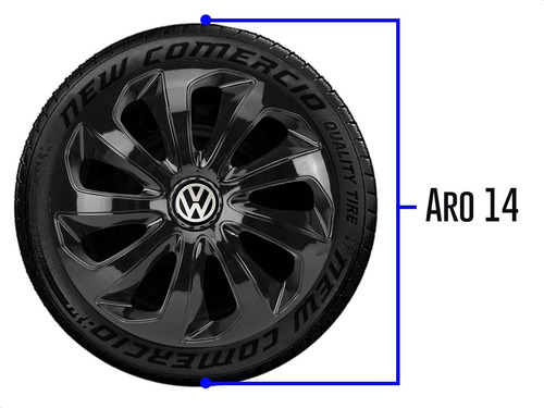 Imagem 3 de 6 de Jogo 4 Calotas Velox Aro 14 Preta Vw Gol G1 G2 G3 G4 G5 G6 G7 Up! Saveiro Fox Polo
