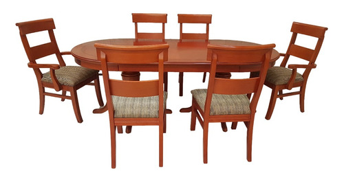 Comedor De Madera, Modelo Tiffany Con 4 Sillas  Y 2 Sillones