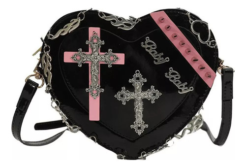 Bolsa Harajuku Con Diseño De Corazón Gótico Punk Para Mujer