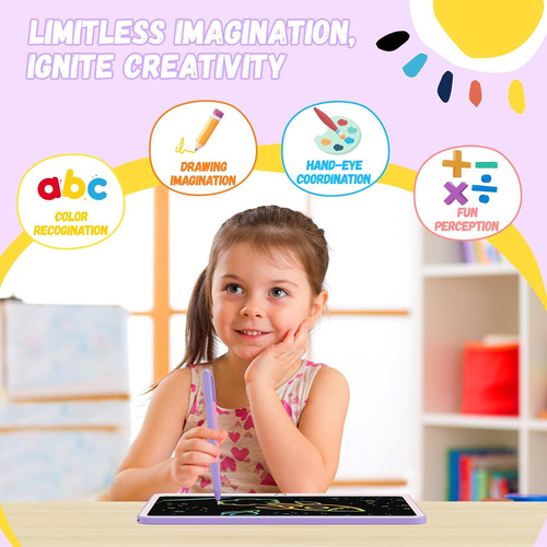 Tableta De Escritura Lcd Bravokids, Colorida De 12 Pulgadas