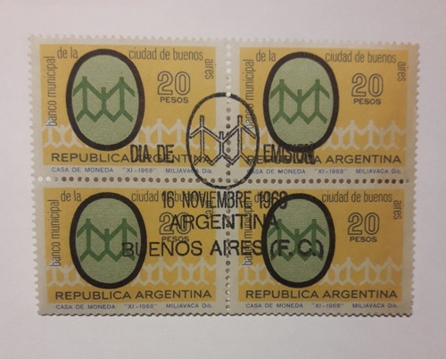 Argentina 1968 Banco De La Ciudad De Bs As 1° Día