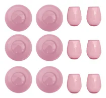 Comprar 6 Platos Playos Gema Durax 6 Vasos Copon Gourmet Color Pleno