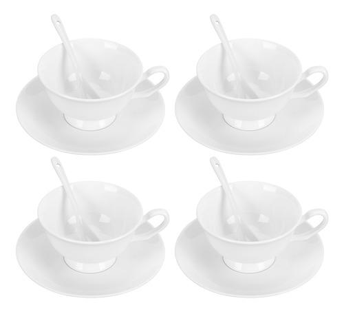 Juego De 4 Tazas De Café Bone China, Juego De Regalo, Plato