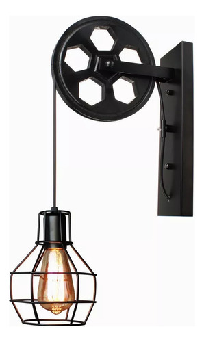 Lámpara De Pared Con Polea Vintage Industrial Rústica E27